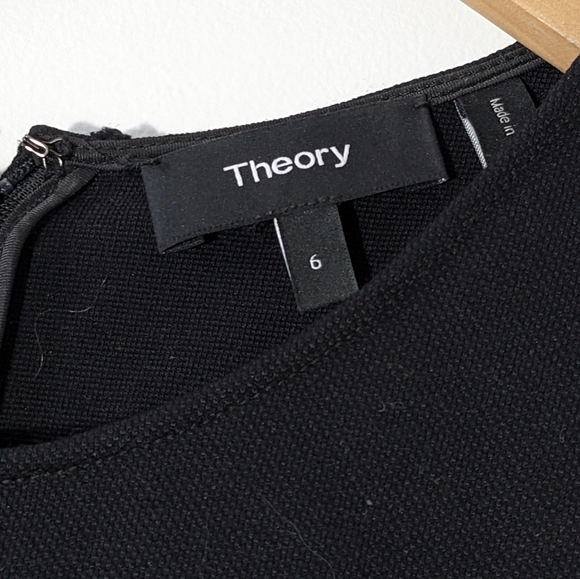 Theory Modern Tea Dress Fit Flare Highneck Black Summer Pique 2 Mini Size 6 - Picture 8 of 14